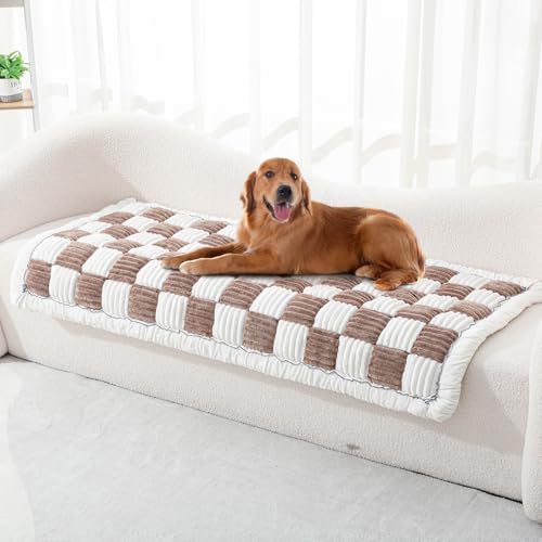 Maasechs Haustier-Couch-Bezug, kariert, Hundebett-Matte, Autositzschutz, rutschfeste Unterseite, waschbare Decke für Hunde, Sofaschutz, Reisebett (Dunkelbraun, 150 x 71 cm) von Maasechs