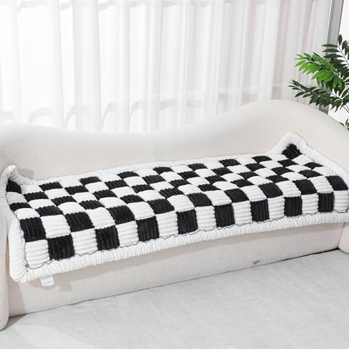 Maasechs Haustier-Couch-Bezug, kariert, Hundebett-Matte, Autositzschutz, rutschfeste Unterseite, waschbare Decke für Hunde, Sofaschutz, Reisebett (schwarz-weiß, 180 x 71 cm) von Maasechs