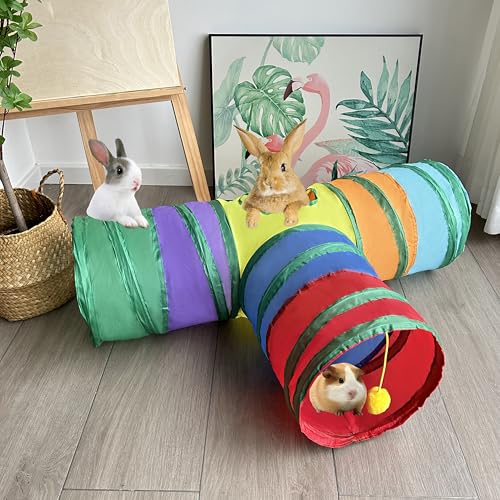 Hasentunnel und Röhren, zusammenklappbar, 3-Wege-Kaninchen-Versteck Spielzeug, Kleintier-Tunnel für Kaninchen, Meerschweinchen, Frettchen, Kätzchen, Chinchilla, Igel, Verstecken und Ausruhen Hasentunnel und Röhren, zusammenklappbar, 3-Wege-Kaninchen-Versteck Spielzeug, Kleintier-Tunnel für Kaninchen, Meerschweinchen, Frettchen, Kätzchen, Chinchilla, Igel, Verstecken und Ausruhen von Mabaytir
