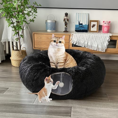 Mabaytir Katzentunnelbett für Indoor-Katzen, schwarzer Plüsch, zusammenklappbares Spielrohr mit abnehmbarem Kissen, stabiles Katzenspielzeug Spielhaus, weiches Katzenversteck für Kätzchen und große Mabaytir Katzentunnelbett für Indoor-Katzen, schwarzer Plüsch, zusammenklappbares Spielrohr mit abnehmbarem Kissen, stabiles Katzenspielzeug Spielhaus, weiches Katzenversteck für Kätzchen und große von Mabaytir