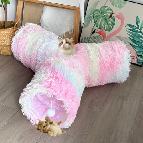 Mabaytir Warmer Plüsch-Katzentunnel für Indoor-Katzen, 3-Wege-Katzentunnel, interaktives Spielzeug, Labyrinth, Haus mit Spielball für Katzen, Kaninchen, Hasen, Hunde, Welpen, Kätzchen, Kätzchen Mabaytir Warmer Plüsch-Katzentunnel für Indoor-Katzen, 3-Wege-Katzentunnel, interaktives Spielzeug, Labyrinth, Haus mit Spielball für Katzen, Kaninchen, Hasen, Hunde, Welpen, Kätzchen, Kätzchen von Mabaytir