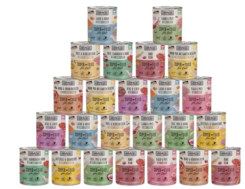 Mac's Cat 24 x 800g Mixpaket | Garantierter 8-Sorten-Mix | Getreidefreies Premium-Nassfutter für Katzen | Ideale Kombination aus hochwertigen Zutaten von Mac's