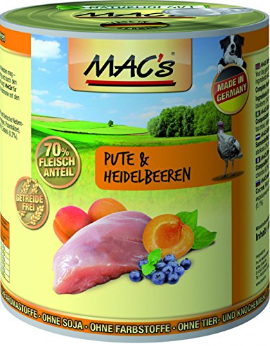 MAC's Dog mit Pute & Heidelbeeren (getreidefrei) 6 x 800 g von MAC's