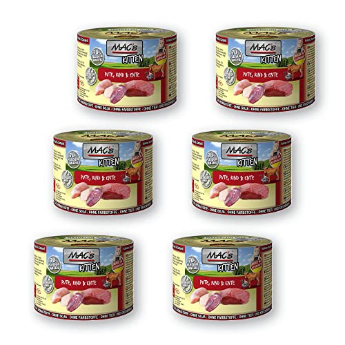 MACs Cat Kitten Pute, Rind & Ente Getreidfrei 200g Größe 6 x 200g von MAC's