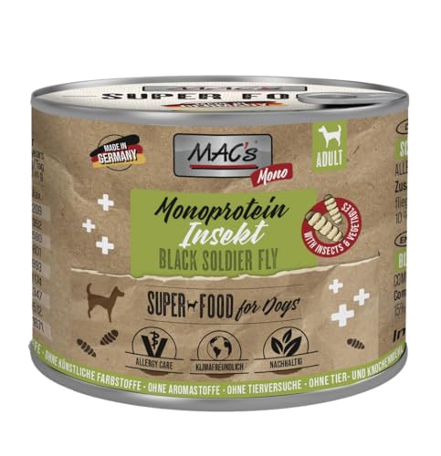 Mac's Dog 6 x 180g Mono Insekt | 35% Insektenprotein | Nassfutter für Hunde | Getreidefrei & ideal für empfindliche Hunde | In der Eifel hergestellt Mac's Dog 6 x 180g Mono Insekt | 35% Insektenprotein | Nassfutter für Hunde | Getreidefrei & ideal für empfindliche Hunde | In der Eifel hergestellt von Mac's