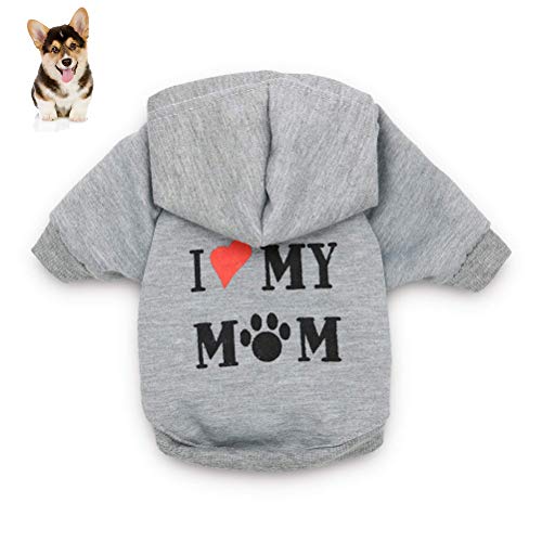 Macabolo Kapuzenpullover kleine Haustiere, mit Aufschrift "I Love My Mom", Welpen, warme Welpen, Baumwollmischung, Winter und Herbst von Macabolo