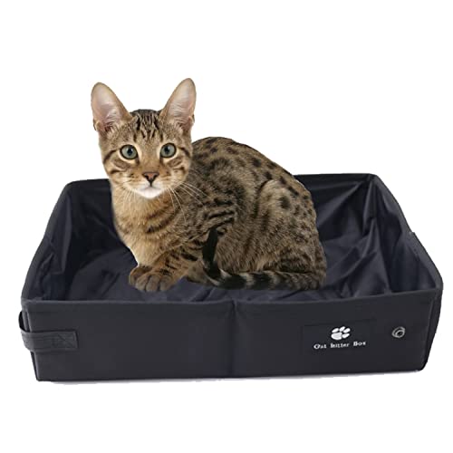 Katzentoilette Reise Faltbar Katzenklo Reise Faltbare Tragbare Katzenklo für Klein - 45*35cm Sanft, Dauerhaft und wasserdichte für Indoor Heimat Outdoor Reise Camping, Schwarz, Groß von Macelitu