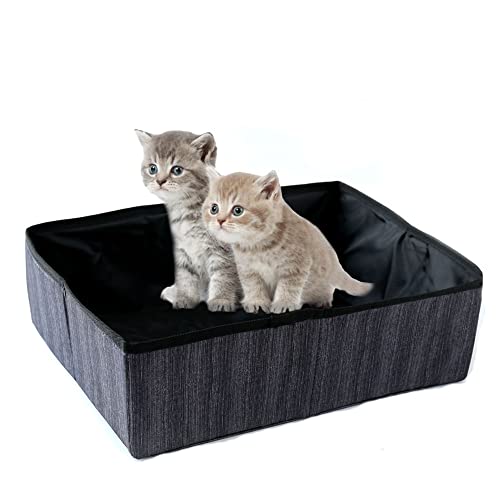 Faltbare Katzentoilette Tragbare für Reisen, Reise Katzenklo Faltbar, Weich, Wasserdicht, Dauerhaft Katzentoilette für Kitten, Geeignet für Reisen, Zuhause, Camping im Freien, Grau, 40 * 30 cm von Macelitu