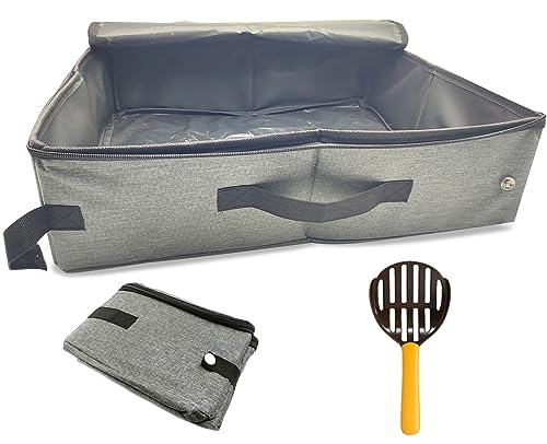 Reise Katzenklo mit Deckel, Faltbares Katzentoilette Tragbar mit Katzenstreu Schaufel für Kitten, Wasserdicht, Langlebig, Leicht zu Reinigen, für Innen, Außen und Auto, 47 * 36 cm, XL, Grau Reise Katzenklo mit Deckel, Faltbares Katzentoilette Tragbar mit Katzenstreu Schaufel für Kitten, Wasserdicht, Langlebig, Leicht zu Reinigen, für Innen, Außen und Auto, 47 * 36 cm, XL, Grau von Macelitu