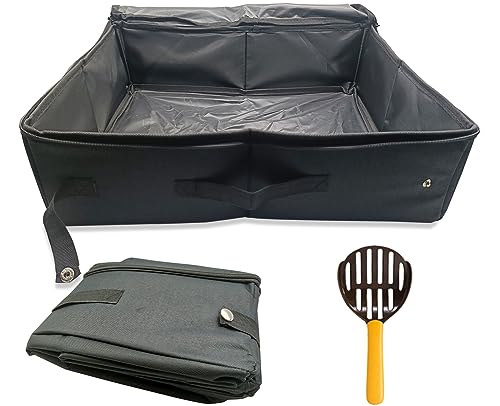 Reise Katzenklo mit Deckel, Faltbares Katzentoilette Tragbar mit Katzenstreu Schaufel für Kitten, Wasserdicht, Langlebig, Leicht zu Reinigen, für Innen, Außen und Auto, 47*36 cm, XL, Schwarz Reise Katzenklo mit Deckel, Faltbares Katzentoilette Tragbar mit Katzenstreu Schaufel für Kitten, Wasserdicht, Langlebig, Leicht zu Reinigen, für Innen, Außen und Auto, 47*36 cm, XL, Schwarz von Macelitu
