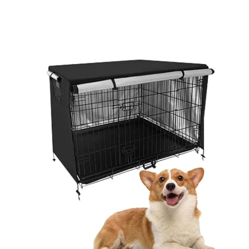 Hundekäfig-Abdeckungen, UV-Schutz, wasserdicht, waschbar, atmungsaktiv, einfache Installation, isolierte Hundehüttenabdeckung für Standard-Metallkäfige Hundekäfig-Abdeckungen, UV-Schutz, wasserdicht, waschbar, atmungsaktiv, einfache Installation, isolierte Hundehüttenabdeckung für Standard-Metallkäfige von Maciun