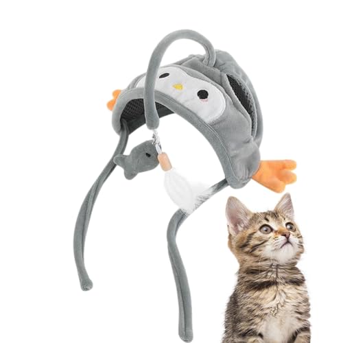 Maciun Am Kopf montiertes Katzen-Kopfbedeckungsspielzeug - Am Kopf montiertes Katzenstangenspielzeug zur Selbstbedienung,Interaktives Katzenkostüm, lustiges Katzen-Selbstspielspielzeug zum Schutz von Maciun
