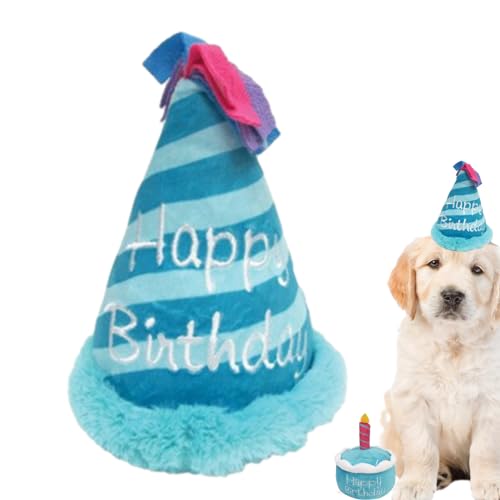 Maciun Geburtstagsspielzeug für Hunde, Gefülltes Geburtstagskuchen-Hundespielzeug - Schönes Plüschhut-Kuchen-Haustierspielzeug,Plüsch-Hundespielzeug, kreative Geburtstagsgeschenke für Hunde von Maciun