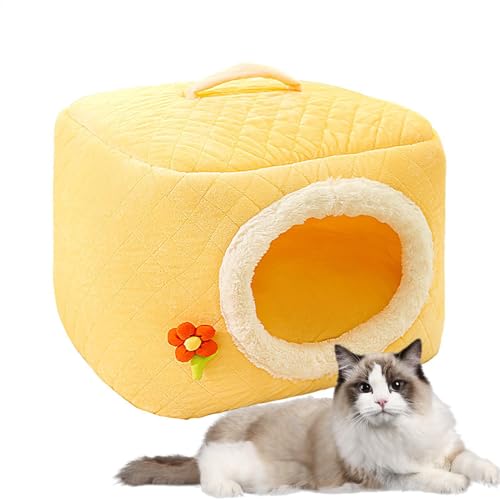Katzenhöhlen für Indoor-Katzen – Faltbares Katzenbett mit Kapuze, weiches Katzennest, Möbel, waschbares Schlafbett, Hundezelt-Höhle mit abnehmbarem Kissen für Innenkätzchen, kleine Hunde von Maciun
