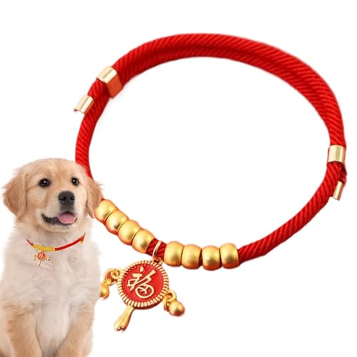 Maciun Neujahrs-Hundehalsband, Frieden und Glück, Haustier-Halskette für Hunde, Glücks-Gold-Segenschloss oder Rassel-Charm-Halskette, verstellbar, für kleine Hunde Maciun Neujahrs-Hundehalsband, Frieden und Glück, Haustier-Halskette für Hunde, Glücks-Gold-Segenschloss oder Rassel-Charm-Halskette, verstellbar, für kleine Hunde von Maciun