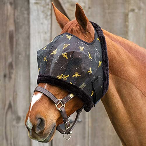 Mackey Bee Mine Fliegenmaske für Pferde | mit Fleece-Einfassung, zusätzlicher Schutz vor beißenden Insekten | bequem, atmungsaktiv und einfach zu bedienen (XL) von Mackey