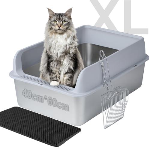 Katzenklo Edelstahl XXL, Katzentoilette Edelstahl Auslaufsicher Gegen Verschüttungen Katzenklo 30L Große Kapazität, mit Metall Katzenstreuschaufel 60x40x25cm Katzenklo Edelstahl XXL, Katzentoilette Edelstahl Auslaufsicher Gegen Verschüttungen Katzenklo 30L Große Kapazität, mit Metall Katzenstreuschaufel 60x40x25cm von Macocheezee