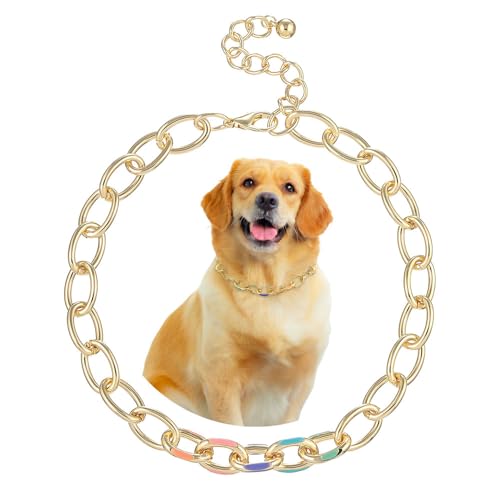 Madison Tyler Goldkette für Hunde, verstellbare kubanische Glieder, langlebige Hunde-Halskette, niedliches modisches Haustierhalsband, Leichtmetall-Schmuck, mutige Kette, Welpenzubehör von Madison Tyler