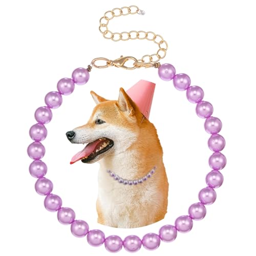 Madison Tyler Hundeperlen-Halskette, langlebige Hunde-Halskette, niedliches modisches Haustierhalsband für Hunde, leichter Perlenschmuck, auffälliges Welpenzubehör, Haustier-Halskette, Geschenk, 35,6 von Madison Tyler