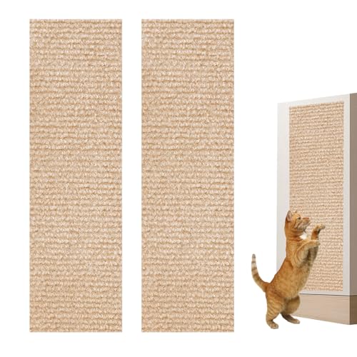 Mafagwre 2 Stück Katzenkratzmatte, Kratzfester Möbelschutz, Katzenkratzmatte Für Die Wand, Katzenkratzpad Für Katzen, Schutz Für Bett Und Sofa (Khaki,30x100cm) von Mafagwre