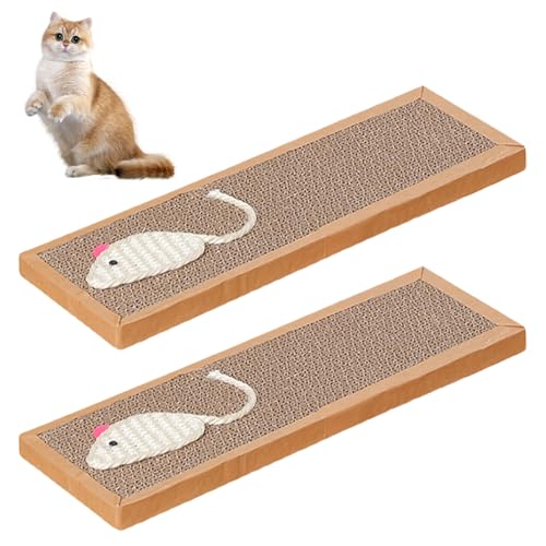 Mafagwre 2 Stück Katzenkratzbrett, 45 X 20 cm Großes Katzenkratzbrett, Katzenkratzbrett Aus Karton, Kratz Pappe Katzenbrett, Große Katzenkratzmatte Für Die Krallen Deiner Katze (A) von Mafagwre