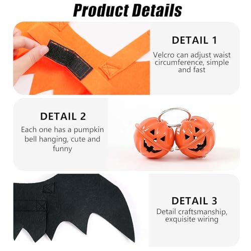 Mafagwre Halloween-Kostüm Für Haustiere Mit Fledermausflügeln, Süße Halloween-Fledermausflügel Für Katzen, Verstellbares Haustier-Zubehör Mit Kürbisglöckchen Für Katzen Und Hunde, Halloween-Party (L) Mafagwre Halloween-Kostüm Für Haustiere Mit Fledermausflügeln, Süße Halloween-Fledermausflügel Für Katzen, Verstellbares Haustier-Zubehör Mit Kürbisglöckchen Für Katzen Und Hunde, Halloween-Party (L) von Mafagwre