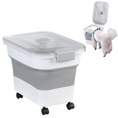 Mafagwre Hundefutter Aufbewahrung, Faltbarer Hundefutter Box Mit Deckel, Luftdichter Aufbewahrungsbehälter Für Tierfutter, Zusammenklappbarer Futtertonne, Hundefutterbox Für Hundefutter (A) von Mafagwre