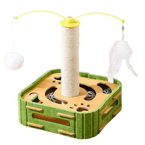 Mafagwre Interaktives Katzenspielzeug, 2-In-1 Katzenkratzspielzeug Mit Ball, Sisalseil Für Kratzbaum Mit Federschmuck, Cat Scratching Post Für Katzen In Innenräumen (A) von Mafagwre