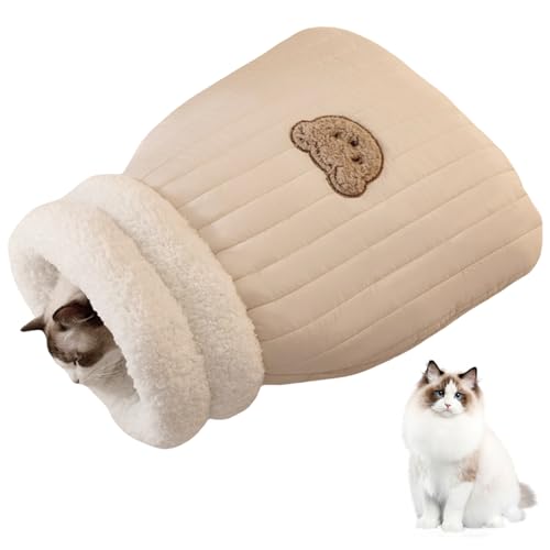 Mafagwre Katzenschlafsack, Warm Katzenbett, Katzenschlafsack Katzenhöhle, Waschbar Katzendecke, Haustierhöhlenbett, Weiches Plüsch Katzenhöhle, Kleines Haustierbett Für Katzen Hunde Bis Zu 6 Kg (A) von Mafagwre
