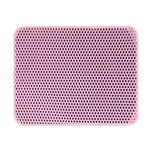 Mafagwre Katzenstreumatte 40 X 50 cm / 45 X 60 cm, Doppellagige, wasserdichte Streuauffangmatte Mit Wabendesign, Leicht Zu Waschende Katzentoilettenmatte (40 * 50cm,Rosa) von Mafagwre