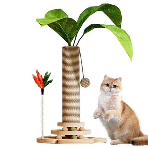 Mafagwre Kratzbaum Mit Sisalseil, Kratzbaum Für Katzen, Niedlicher Katzenkratzer, Kratzstange Katzenmöbel, Katzenkratzbaum Mit Holzsockel Und Interaktivem Ball, Cat Scratching Post (A) von Mafagwre