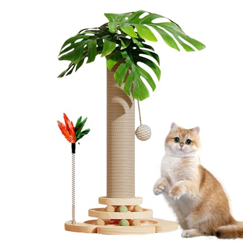 Mafagwre Kratzbaum Mit Sisalseil, Kratzbaum Für Katzen, Niedlicher Katzenkratzer, Kratzstange Katzenmöbel, Katzenkratzbaum Mit Holzsockel Und Interaktivem Ball, Cat Scratching Post (B) von Mafagwre