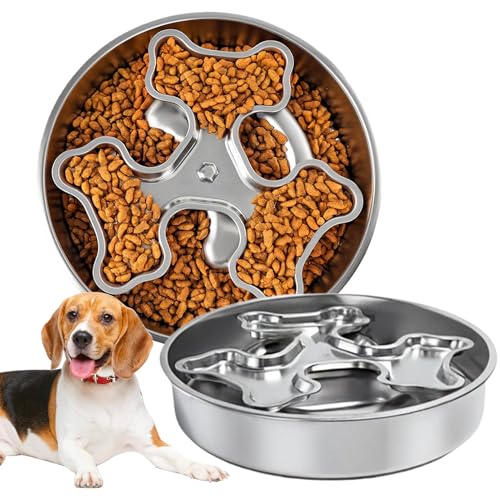 Rutschfester Futternapf Aus Edelstahl, Antischlingnapf Hunde, Slow Feeder Hundenapf, Interaktiver Futternapf Fressnapf Hund, Langsame Fütterung Hundenapf Für Welpen Und Katzen von Mafagwre