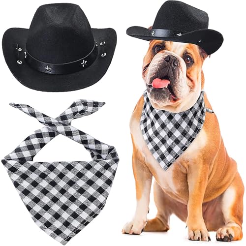 Western-Cowboy-Kostüm, Cowboyhut Für Haustiere, Mini-Haustierkostüm Für Halloween, Cowboyhut Für Hunde, Hundehalstuch Schal, Halloween Hundegeschenk, Haustier-Party-Dekoration (A) von Mafagwre