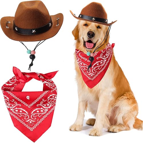 Western-Cowboy-Kostüm, Cowboyhut Für Haustiere, Mini-Haustierkostüm Für Halloween, Cowboyhut Für Hunde, Hundehalstuch Schal, Halloween Hundegeschenk, Haustier-Party-Dekoration (B) von Mafagwre