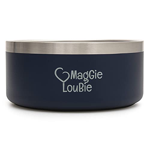 MagGie LouBie Große Edelstahl-Schüssel, rutschfest, für Futter oder Wasser, komplett mit Silikon-Flieger (Marineblau) von MagGie LouBie