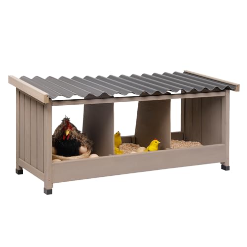 Hühner Nistkasten 3 Fächer Hühnerstall Holz Hühnerstall Wandmontage Nistkästen für Hühner zum Eierlegen mit PVC-Dach Einfache Installation Nistkästen Zubehör für Hühner Hühner Enten von Magazoopet