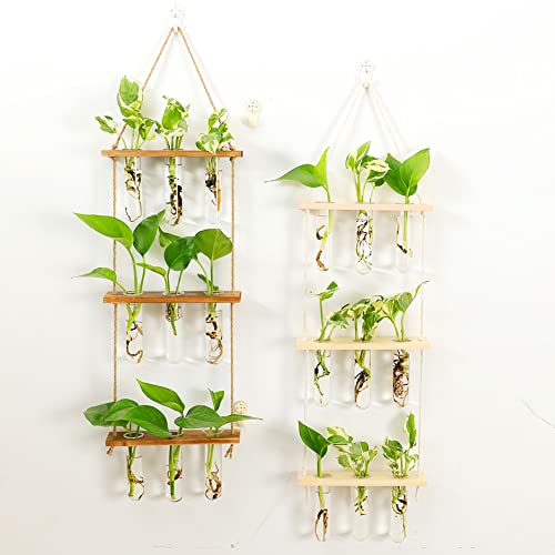 Wandbehang Pflanzgefäß Terrarium mit Holzständer, 3-stöckiges Mini-Reagenzglas, Blumenvasen, Retro-Hängetopf, Anzuchtkasten für Hydrokultur-Pflanzen, Schneiden, Zuhause, Dekoration, 9 Reagenzgläser Wandbehang Pflanzgefäß Terrarium mit Holzständer, 3-stöckiges Mini-Reagenzglas, Blumenvasen, Retro-Hängetopf, Anzuchtkasten für Hydrokultur-Pflanzen, Schneiden, Zuhause, Dekoration, 9 Reagenzgläser von Maghat