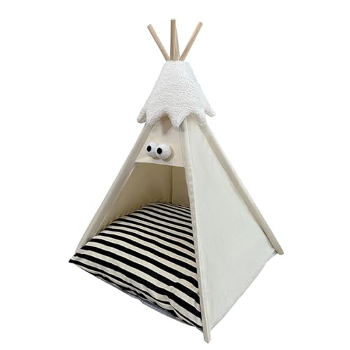 Haustier-Tipi-Haus mit dickem Kissen, halbgeschlossenes Tipi-Bett, Welpenbett für, drinnen und draußen, für Kätzchen, kleine Tiere, Kätzchen, Aprikose von MagiDeal