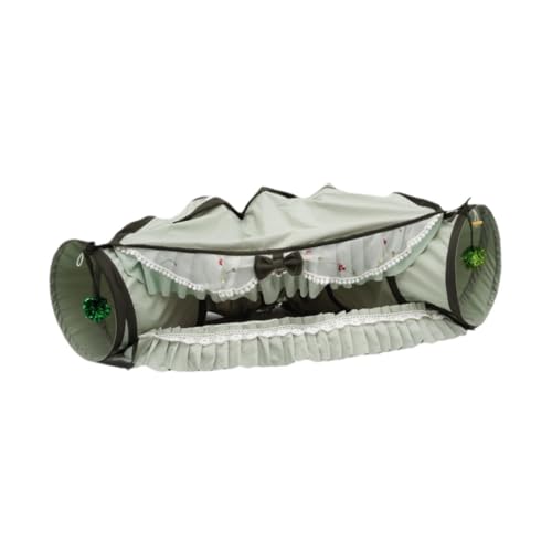 MagiDeal 2-in-1-Katzentunnelbett, interaktive Spielhütte, Höhle, Versteck, Katzentunnel, Röhren, Spielzeug für Kätzchen, Hauskatzen, Kaninchen, GrÜn von MagiDeal