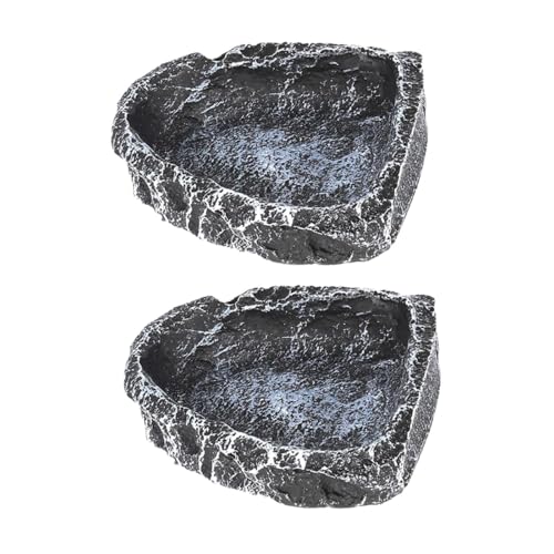 MagiDeal 2X Reptilienwassergerichte Lebensmittelschalen Trinken Tabletts flaches Harz Terraium Schalen Futtermittel für Gecko Turtle Amphibian Horned Frosch, Rechteck von MagiDeal