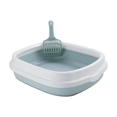 MagiDeal Anti-Spritzer-Katzentoilette, einfache Reinigung mit Rahmen, langlebige Toilette für Welpen und Kätzchen, Blaues Mittel von MagiDeal