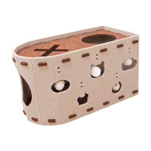 MagiDeal Cat House Tunnel Kratzplatte tragbarer Haustier Spielzeugmöbel Beschützer Verschleiß resistenter Mahlklaue für mehrere Katzen -Lounge Bett, Beige von MagiDeal