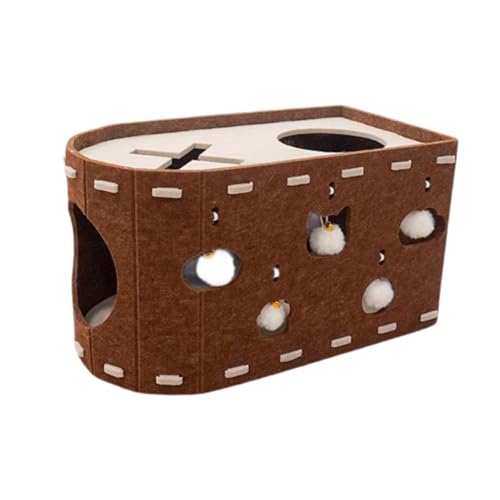 MagiDeal Cat House Tunnel Kratzplatte tragbarer Haustier Spielzeugmöbel Beschützer Verschleiß resistenter Mahlklaue für mehrere Katzen -Lounge Bett, Braun von MagiDeal