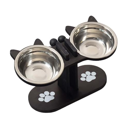 MagiDeal Erhöhte Katzennäpfe mit Ständer, Welpennapf, praktische Futterstation, Tierfutternäpfe, Futterspender für Futter und Wasser, kleine Hunde, Schwarz von MagiDeal