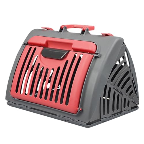 MagiDeal Faltbare Transportbox für Haustiere, Katzentransportbox, Belüftung, Faltbare Hundebox, Kleintiertransportbox für Katzen und Hunde, Rot von MagiDeal