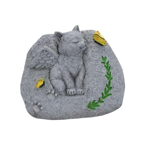 MagiDeal Gedenkstein für die Katze, Grabstein für die letzte Ruhepause, Friedensgrab, Katzenfigur, Blumentopf, Katzengrabstein für den Hinterhof von MagiDeal