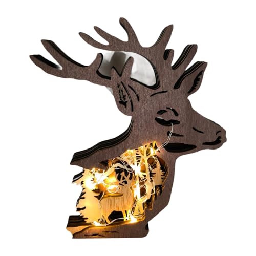 MagiDeal Geschnitzte Hirsch-Tierstatue aus Holz mit Lichtern, Tischplatte für Zuhause, Schlafzimmer, Bauernhauszimmer, geschnitztes Geburtstagsgeschenk, MagiDeal Geschnitzte Hirsch-Tierstatue aus Holz mit Lichtern, Tischplatte für Zuhause, Schlafzimmer, Bauernhauszimmer, geschnitztes Geburtstagsgeschenk, von MagiDeal