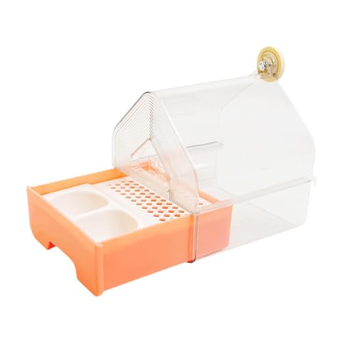 MagiDeal Hängendes Vogelbad mit Futterspender, Vogelbadeschale, Duschbox, Vogelbadewanne für Papageien, kleine bis mittelgroße Vögel, Sittiche, Wellensittiche, Rosa von MagiDeal