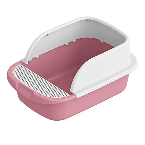 MagiDeal Haustier-Katzentoilette, tragbar, großer Raum, spritzwassergeschützt, abnehmbar, halbgeschlossene Sandbox, Katzentoilette für Kleintiere, Kätzchen, Rosa52cmx36cmx21,5cm von MagiDeal